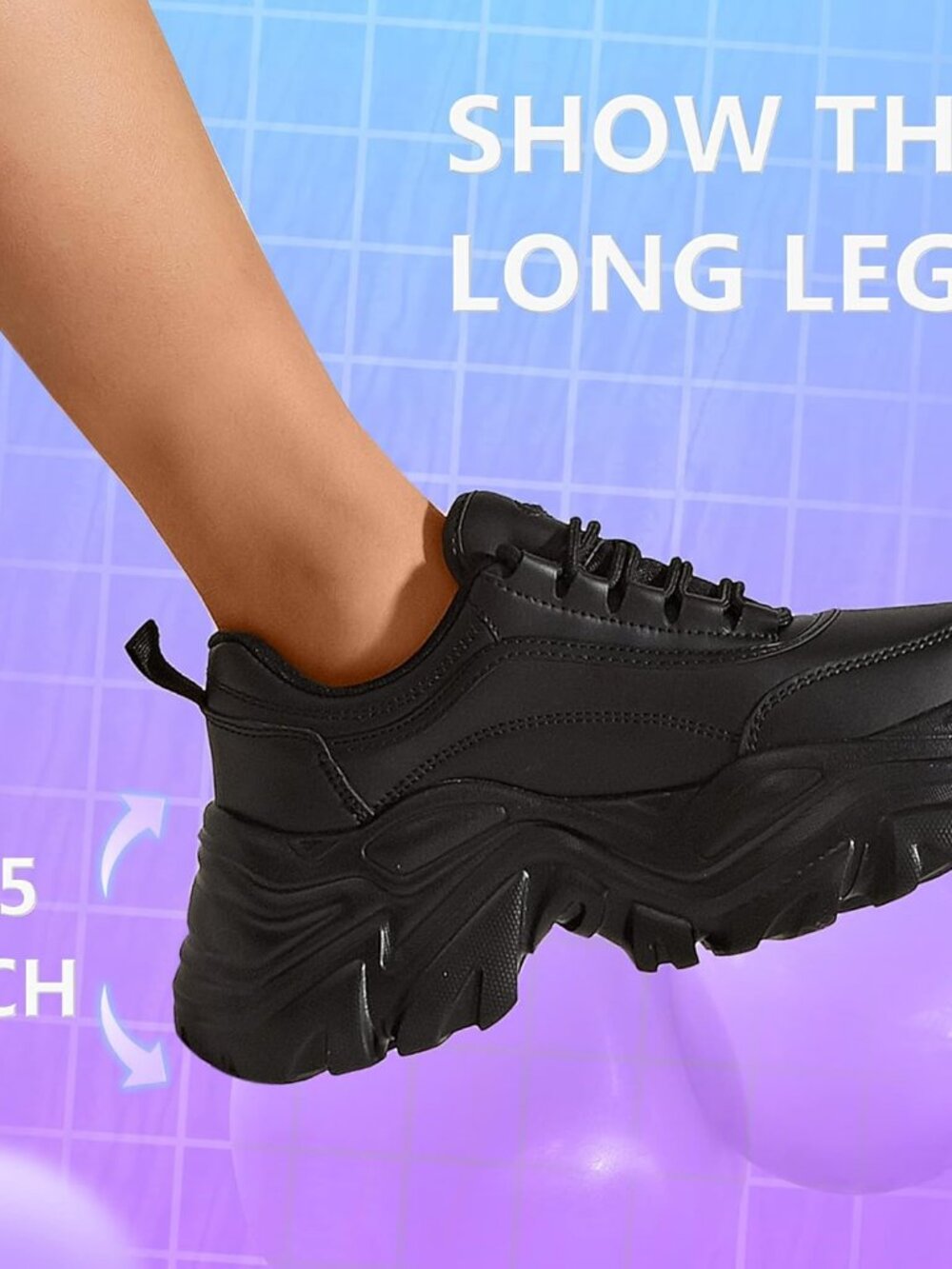 Women's Black Leather Fashion Platform Comfortable Wedge Walking Sneakers Shoes - Picture 4 of 6